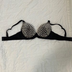 Metallic Spike Punk Goth Bra Clubwear